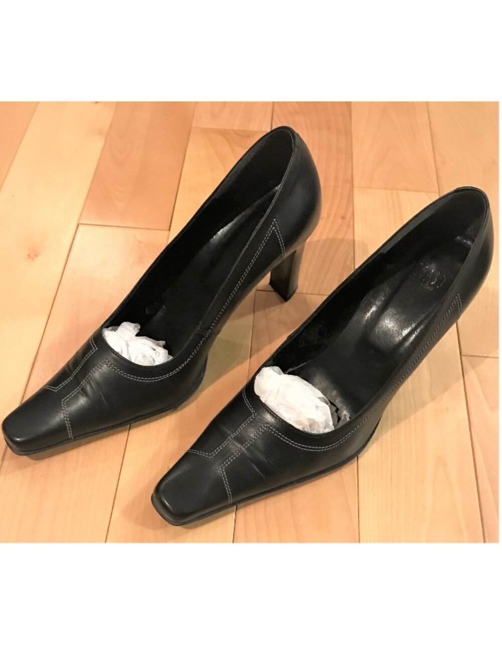Pegabo 3.5" Black Leather High Heels Made in Italy Size 40